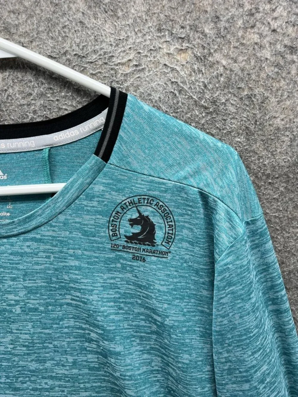 Adidas Shirt Mens XL Blue Long Sleeve Boston Athletic Association Running Top